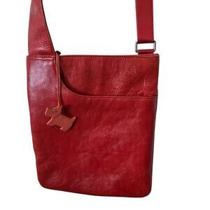 Radley London Red Leather Zip Around Cross Body Purse Bag Adjustable Strap